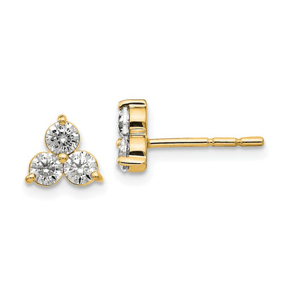 True Origin 14k 3/4 carat Lab Grown Diamond VS DEF Three Stone Post Stud Earrings