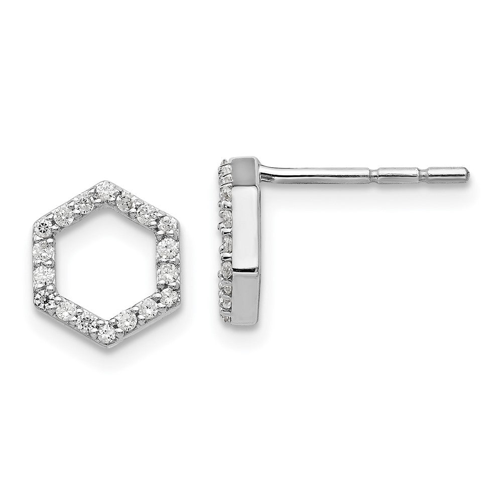 True Origin 14k White Gold 1/5 carat Lab Grown Diamond VS DEF Hexagon Post Earrings