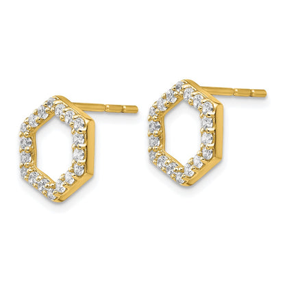 True Origin 14k Gold 1/2 carat Lab Grown Diamond VS DEF Hexagon Post Earrings