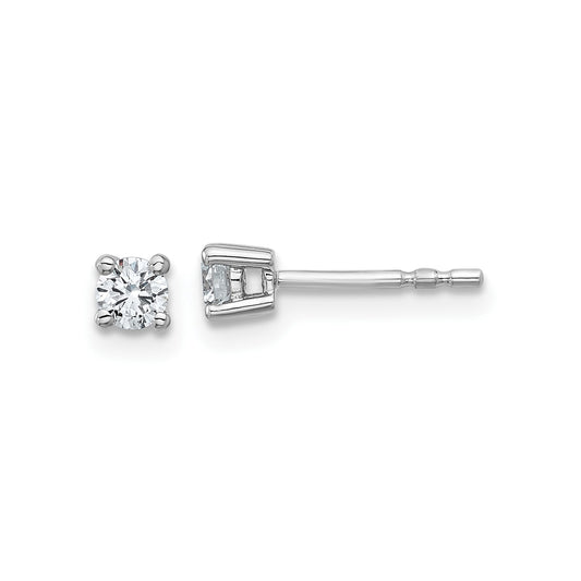 True Origin 14k White Gold 1/4 carat Round Lab Grown Diamond VS DEF 4 Prong Stud Earrings