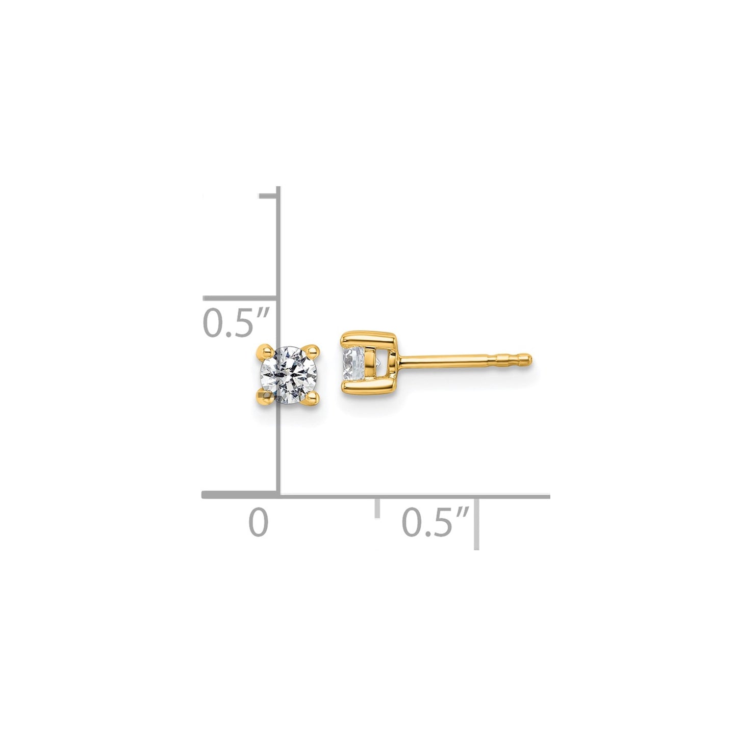 True Origin 14k 1/2 carat Round Lab Grown Diamond VS DEF 4 Prong Stud Earrings