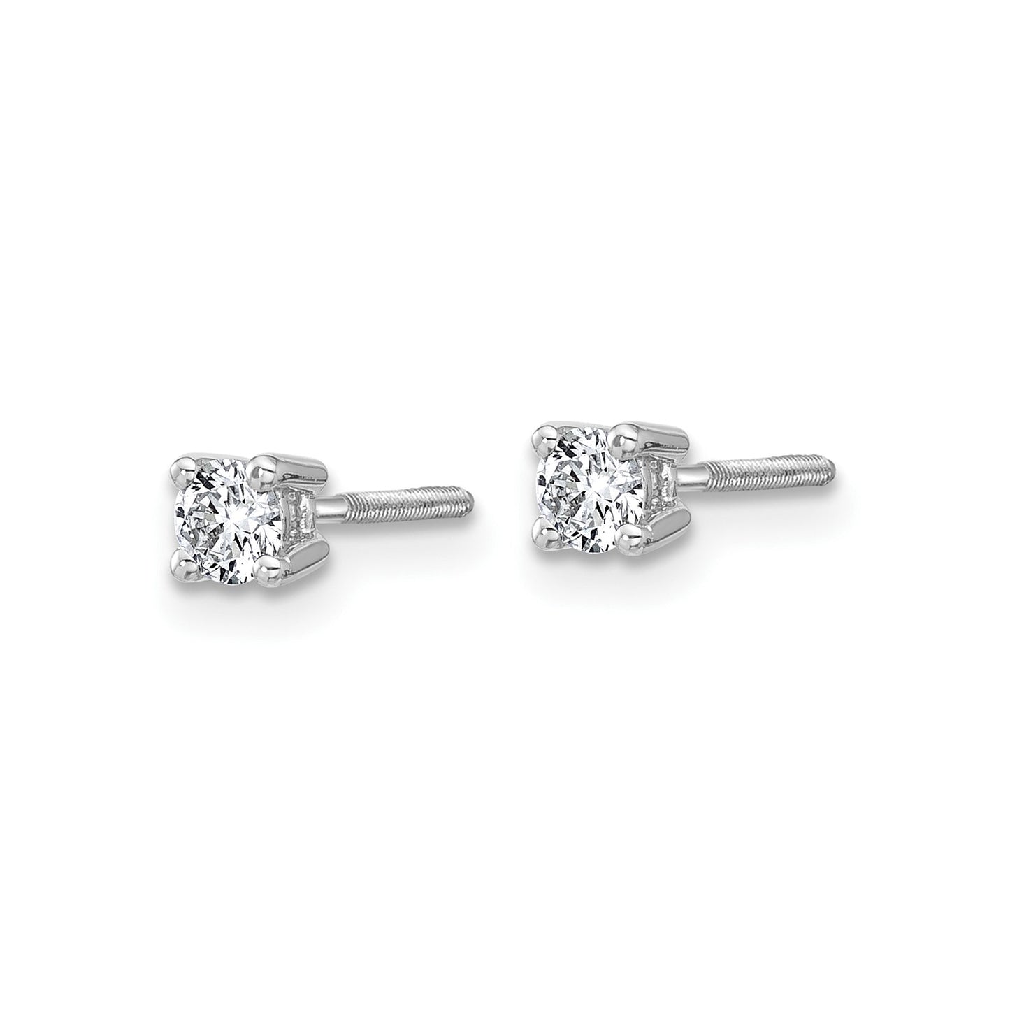 True Origin 14k White Gold 1/4 carat Round Lab Grown Diamond VS DEF 4 Prong Screw back Stud Earrings