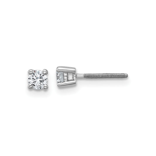 True Origin 14k White Gold 1/4 carat Round Lab Grown Diamond VS DEF 4 Prong Screw back Stud Earrings