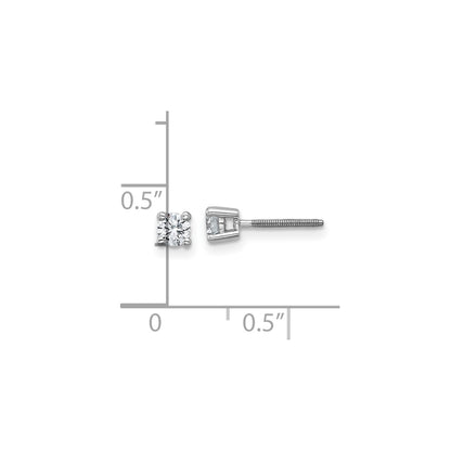 True Origin 14k White Gold 1/3 carat Round Lab Grown Diamond VS DEF 4 Prong Screw back Stud Earrings