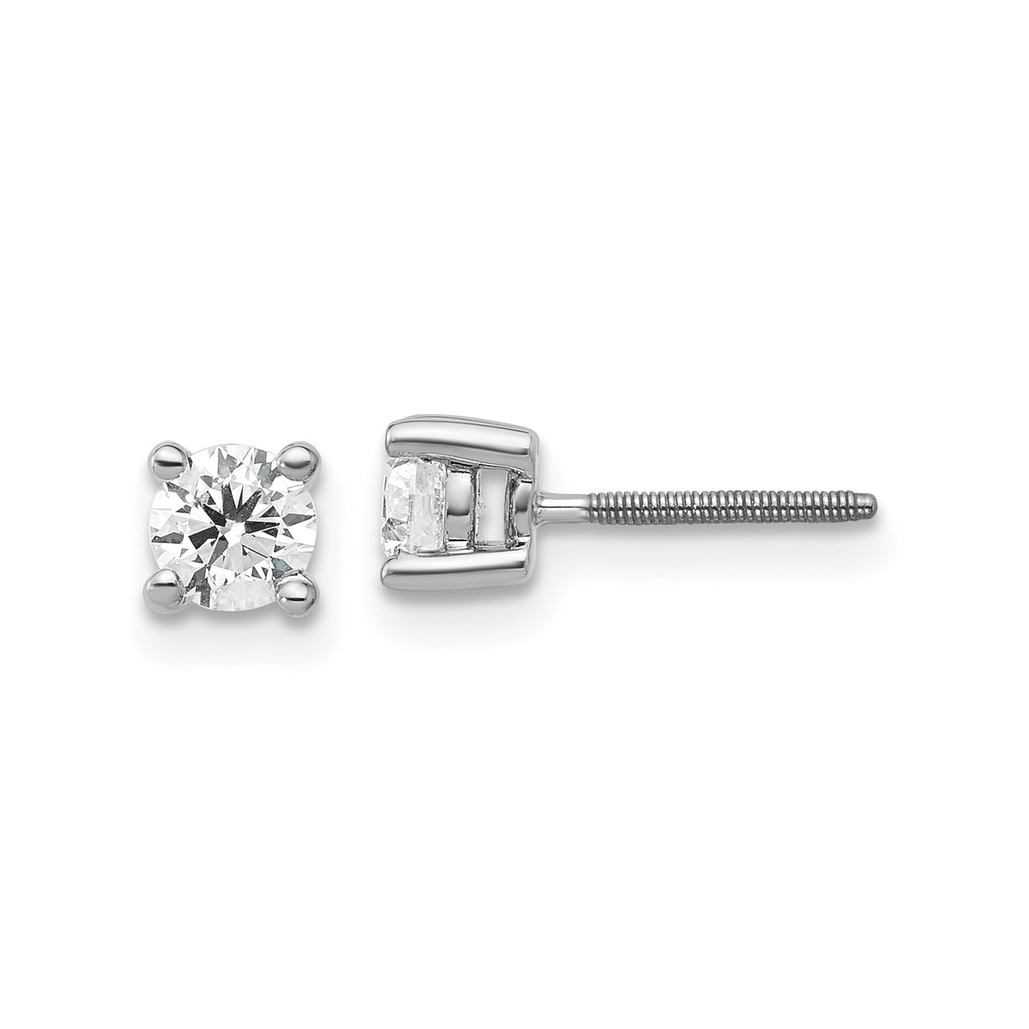 True Origin 14k White Gold 1/2 carat Round Lab Grown Diamond VS DEF 4 Prong Screw back Stud Earrings