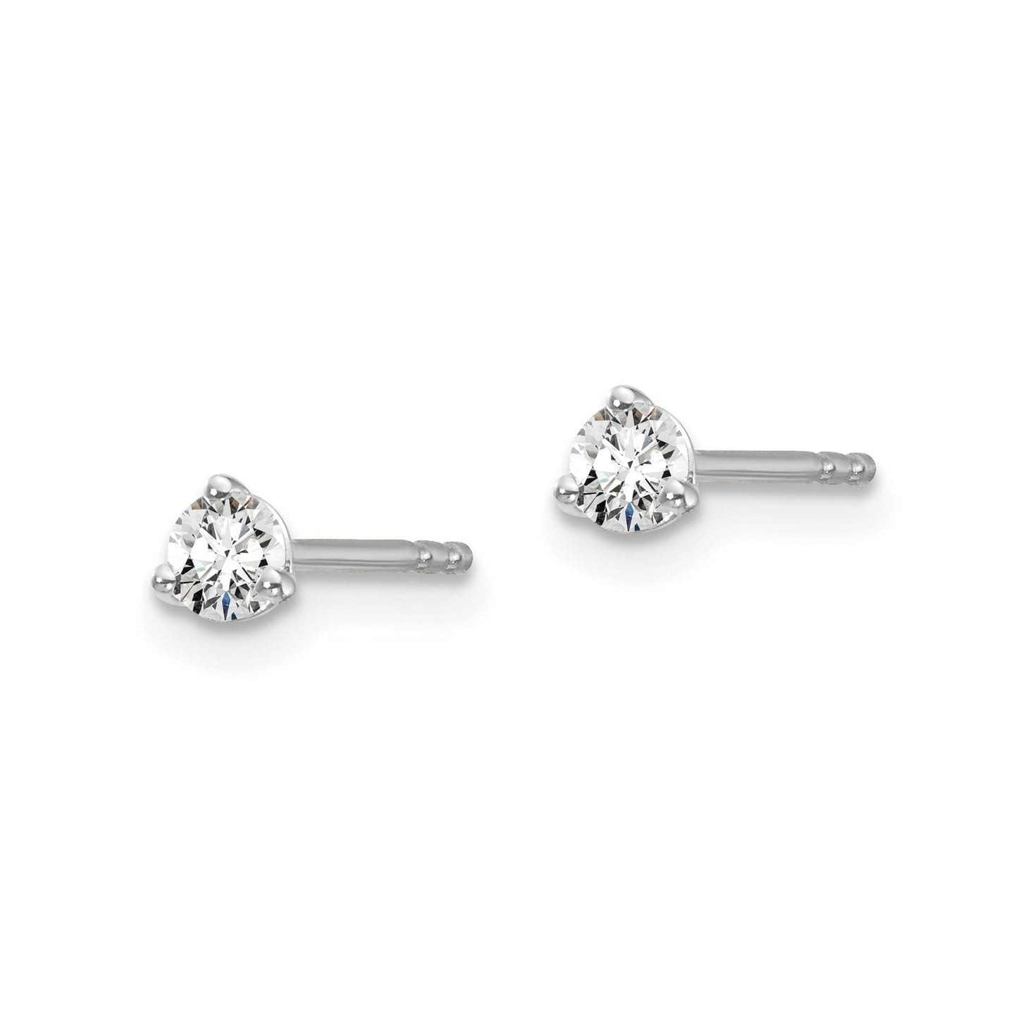 True Origin 14k White Gold 1/5 carat Round Lab Grown Diamond VS DEF 3 Prong Stud Earrings