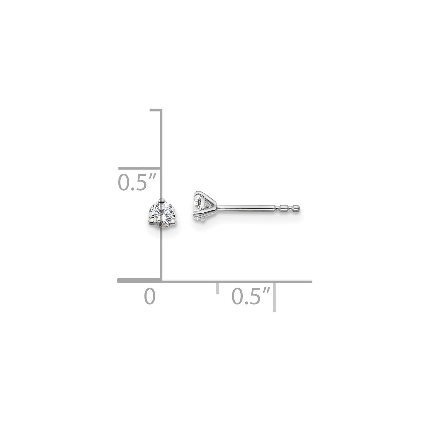 True Origin 14k White Gold 1/5 carat Round Lab Grown Diamond VS DEF 3 Prong Stud Earrings