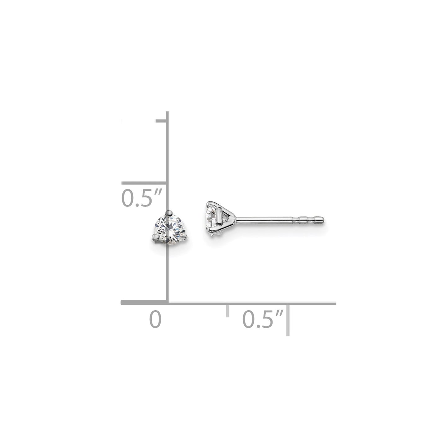 True Origin 14k White Gold 1/4 carat Round Lab Grown Diamond VS DEF 3 Prong Stud Earrings