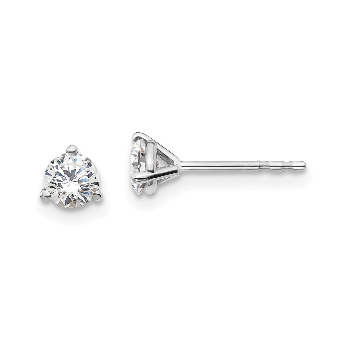 True Origin 14k White Gold 1/2 carat Round Lab Grown Diamond VS DEF 3 Prong Stud Earrings