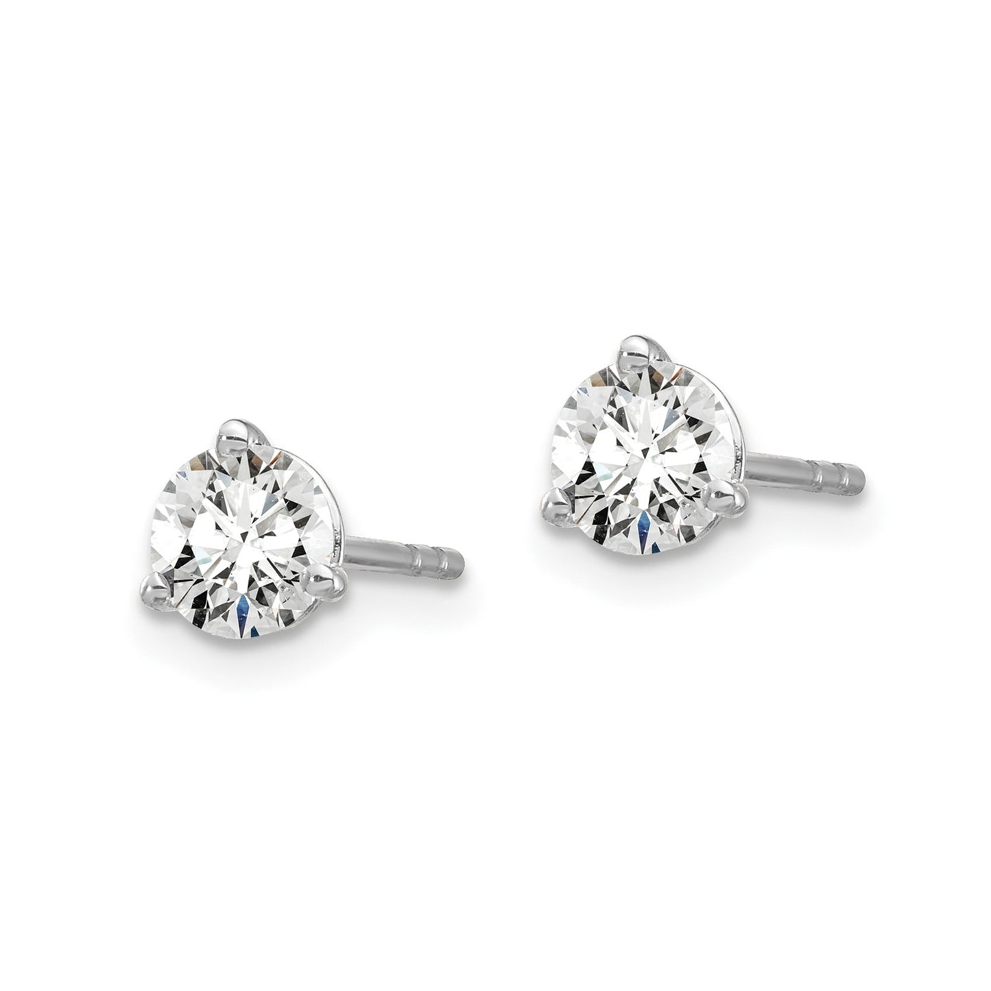 True Origin 14k White Gold 2/3 carat Round Lab Grown Diamond VS DEF 3 Prong Stud Earrings