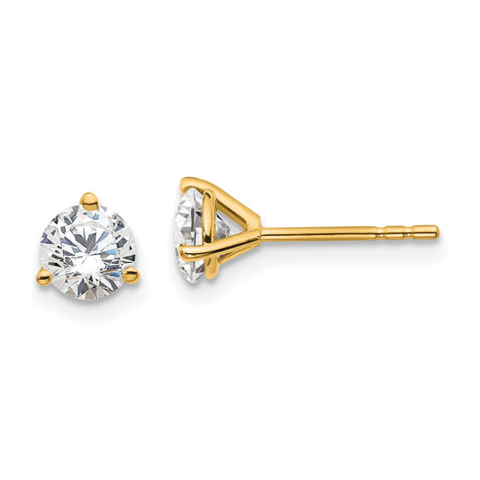 True Origin 14k 1 carat Round Lab Grown Diamond VS DEF 3 Prong Stud Earrings