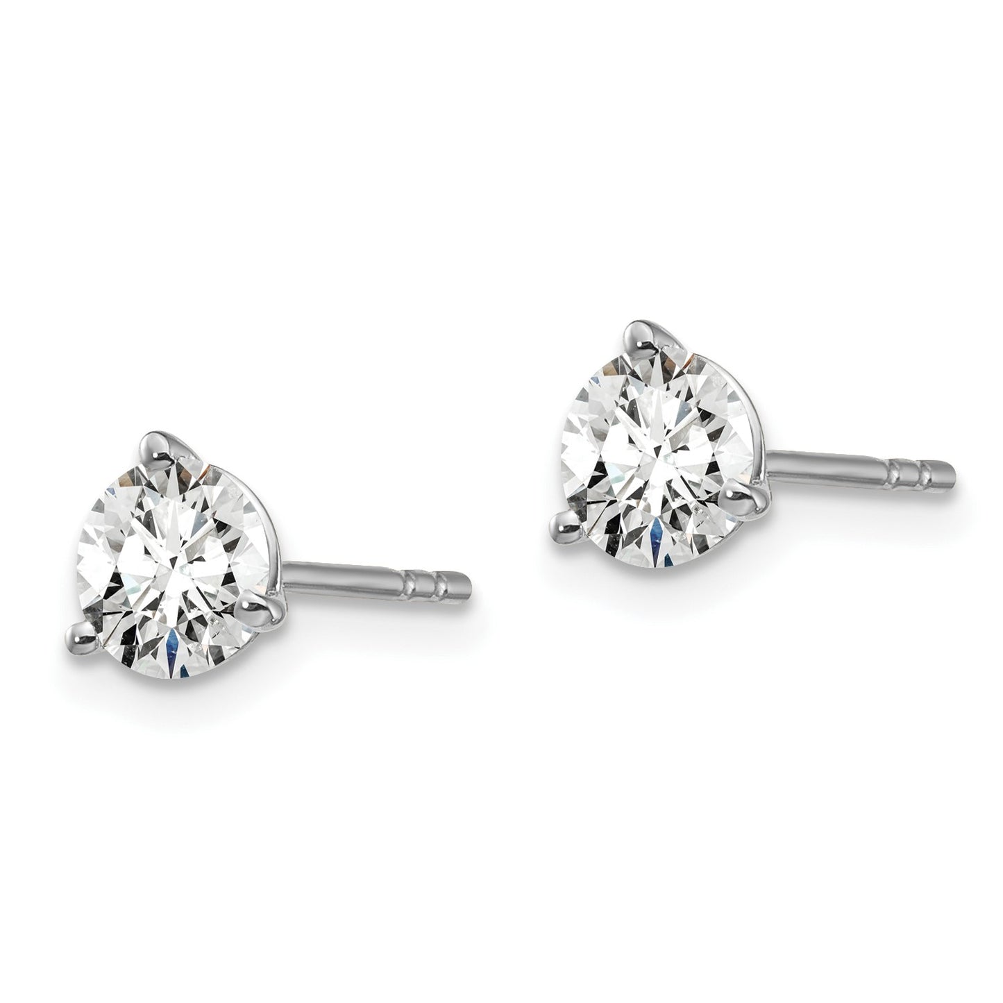 True Origin 14k White Gold 1 carat Round Lab Grown Diamond VS DEF 3 Prong Stud Earrings