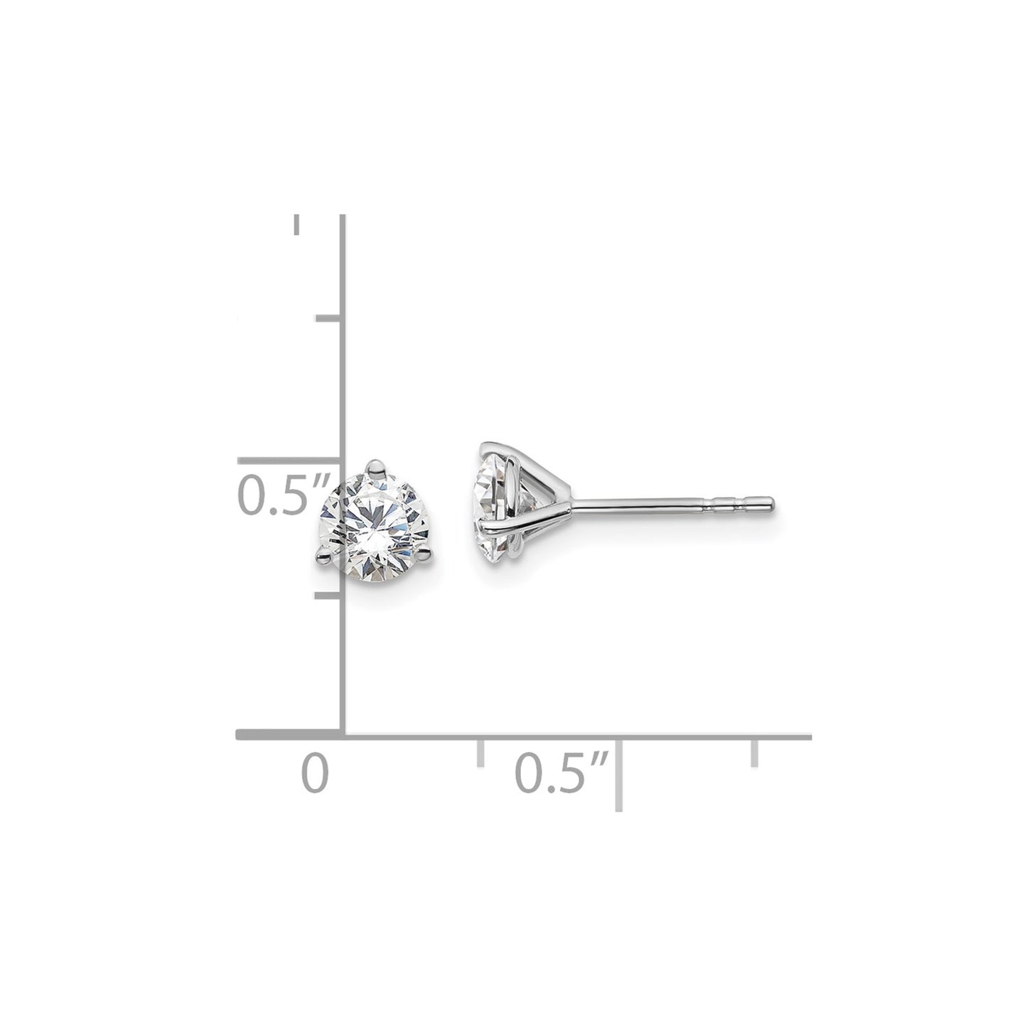 True Origin 14k White Gold 1 carat Round Lab Grown Diamond VS DEF 3 Prong Stud Earrings