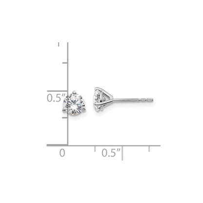 True Origin 14k White Gold 1 carat Round Lab Grown Diamond VS DEF 3 Prong Stud Earrings