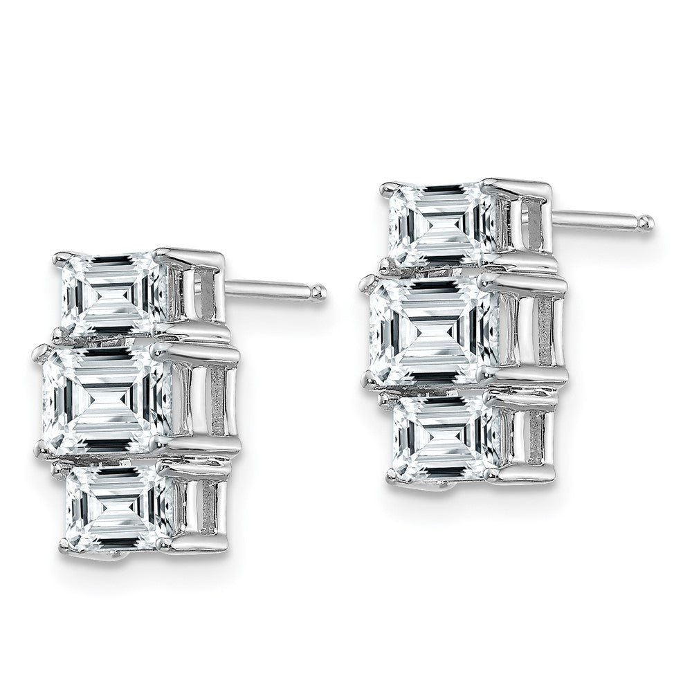 14K Gold Emerald-cut 3-Stone Earring G H I True Light Moissanite