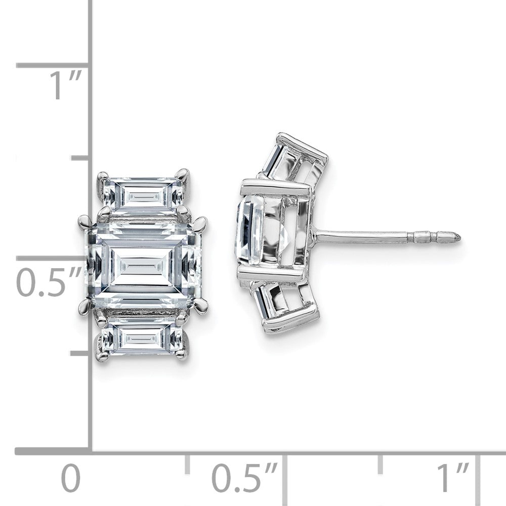 14K White Gold Emerald-cut 3-Stone Earring G H I True Light Moissanite