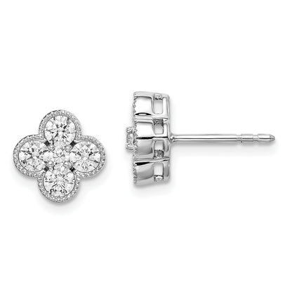 True Origin 14k White Gold 1 carat Lab Grown Diamond VS DEF Bloom Floral Post Earrings