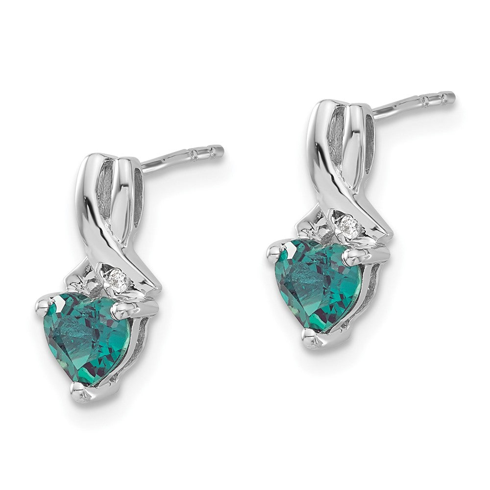 Sterling Silver Rhodium-plated Created Alexandrite/Diamond Earrings