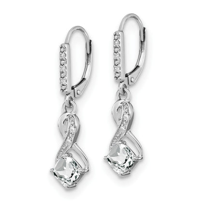 Sterling Silver Rhodium-plated White Topaz and Diamond Earrings