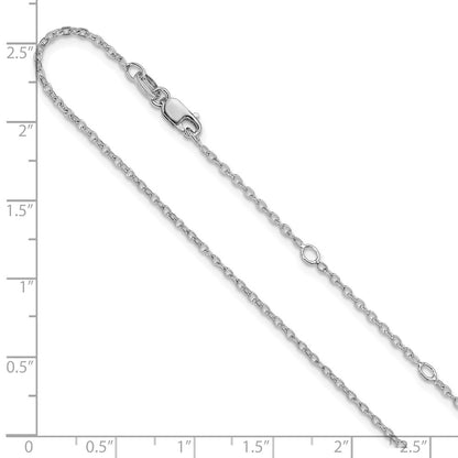 SS Rh-plat Polished/Dia-cut 1.4mm Cable 1in+1in Adjustable Chain