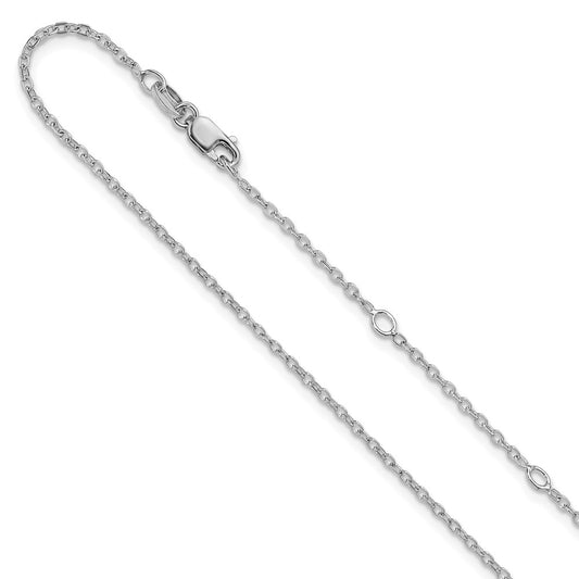 SS Rh-plat Polished/Dia-cut 1.4mm Cable 1in+1in Adjustable Chain