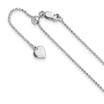 Sterling Silver Rh-plated Polished/Diamond-cut Adjustable Chain