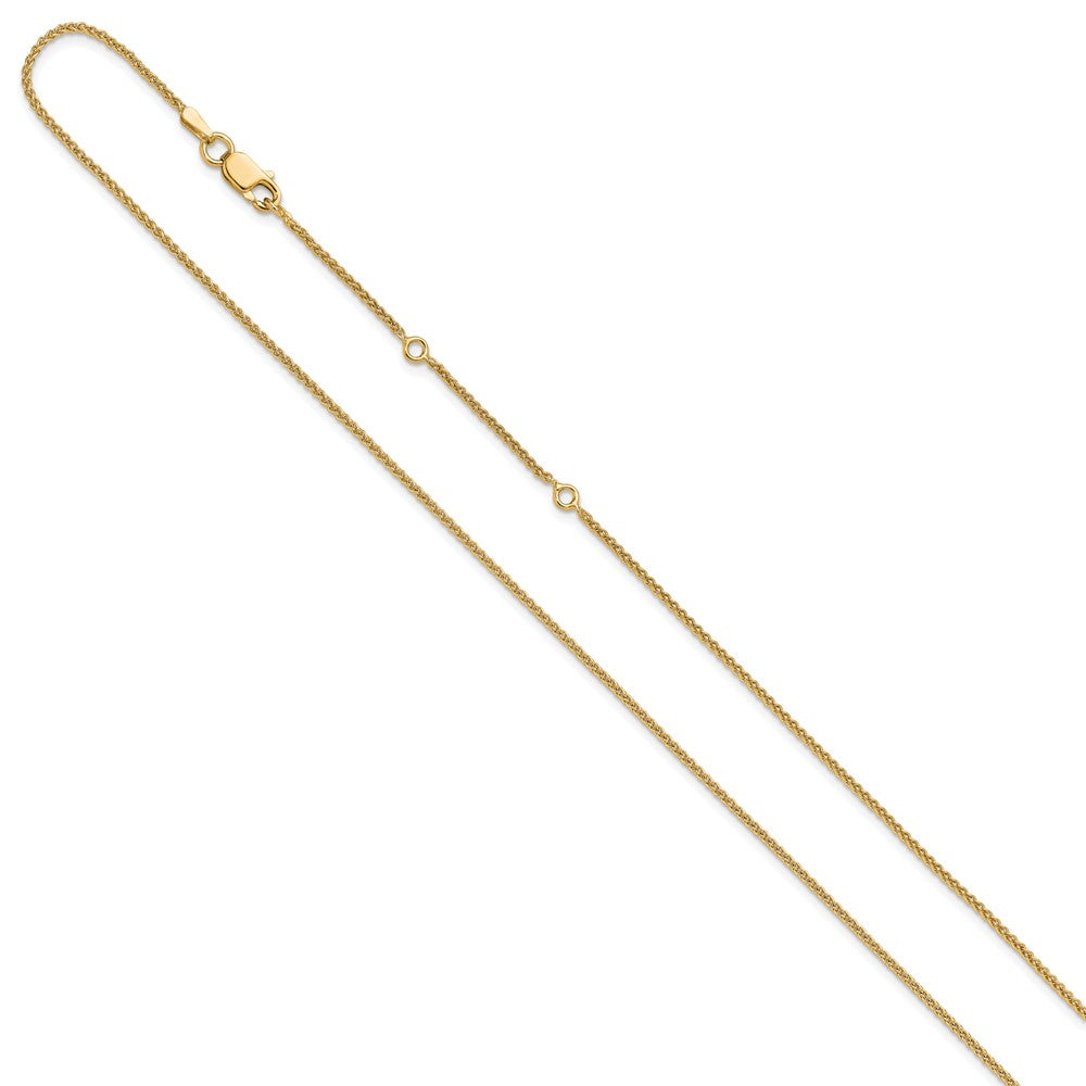 Sterling Silver Gold-plated 1.3mm Spiga 1in+1in Adjustable Chain