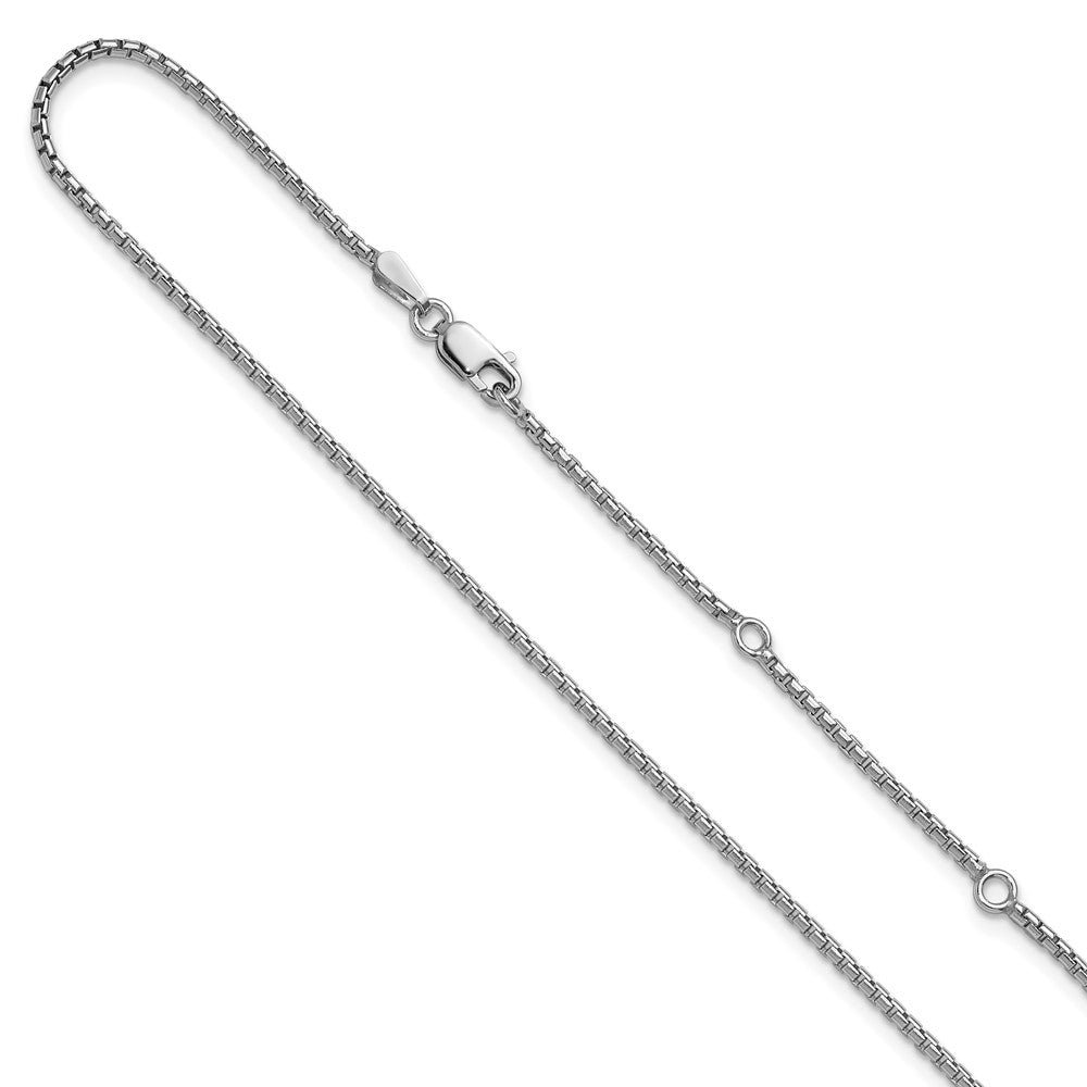 Sterling Silver Rh-plated 1.2mm Diamond-cut 1in+1in Adjustable Cha