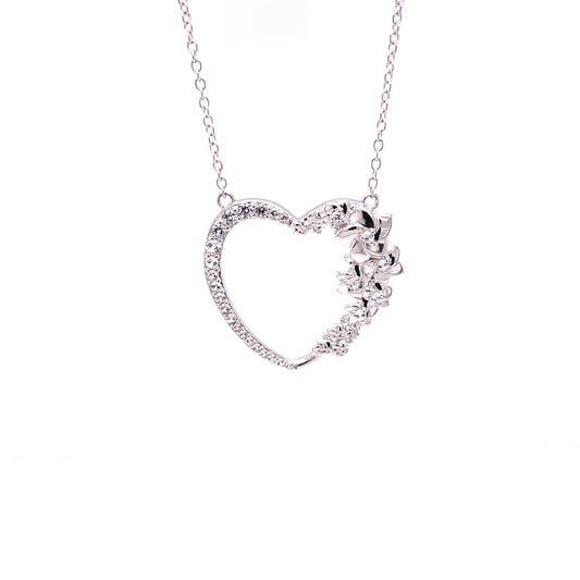 Grow Old With Me Heart Pendant | Rhodium Sterling Silver Plated | Lab Grown Sapphire Accents | Lasting Legacy Collection