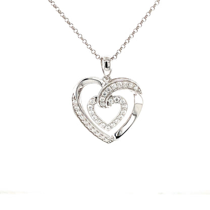 Gemstone Highlighted Pendant | Rhodium Plated Sterling Silver | Moissanite | Love's Embrace