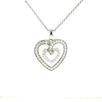 Full Gemstone Heart Pendant | Sterling Silver | Moissanite | Love's Embrace