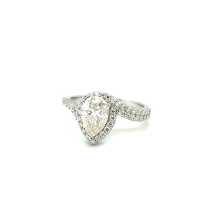 Pear Accented Ring 2CT | Rhodium Plated Sterling Silver | Moissanite | Through Thick & Thin