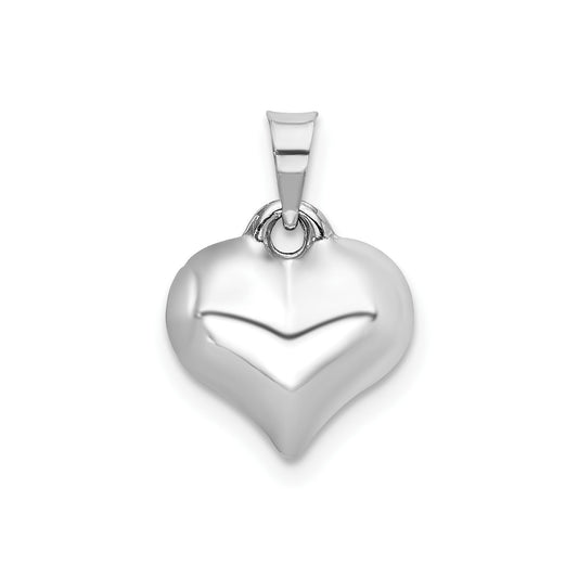 14K White 3-D Puffed Heart Pendant