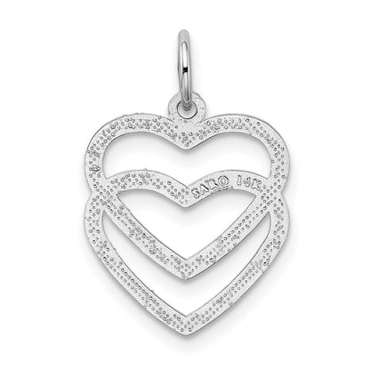 14k White Gold Double Heart Charm