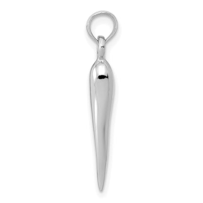 14k White Gold Medium 3D Italian Horn Pendant