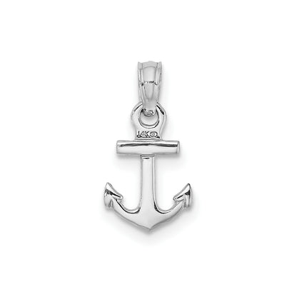 14k White Gold Mini Anchor Pendant