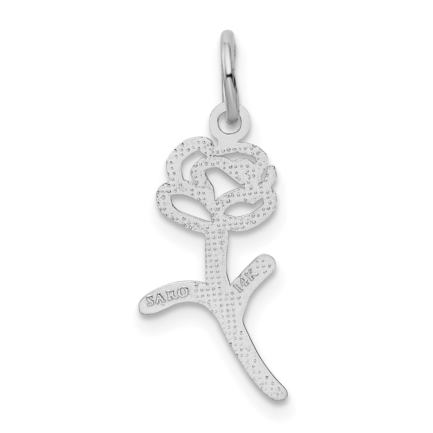 14k White Gold Rose Charm