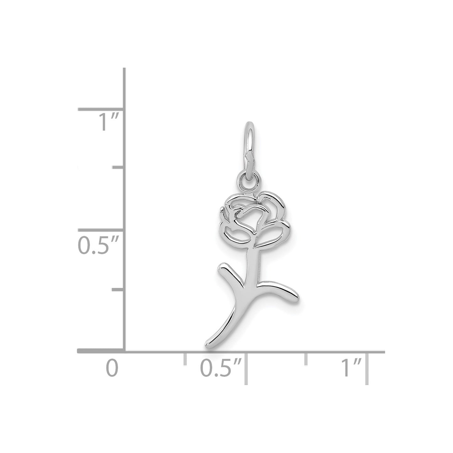 14k White Gold Rose Charm