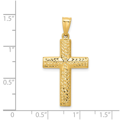 14K Reversible Textured/Polished Cross Pendant