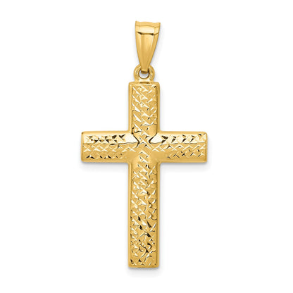 14K Reversible Textured/Polished Cross Pendant