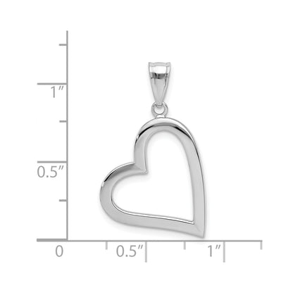 14k White Gold Polished Hollow Heart Pendant