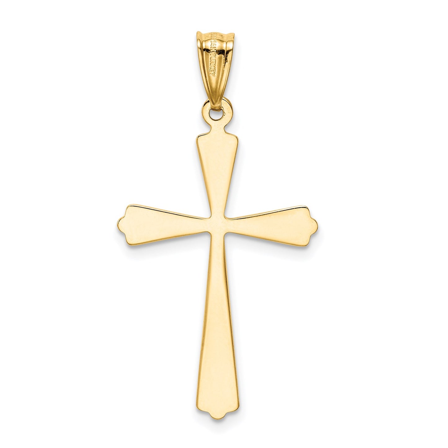 14k w/Rhodium Diamond Cut Cross Pendant