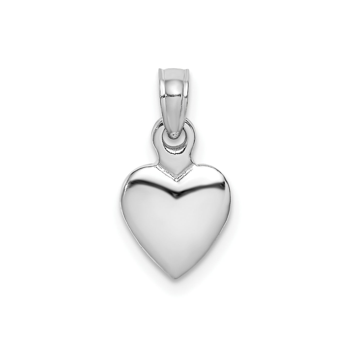 14K White Gold Polished 3D Heart Pendant