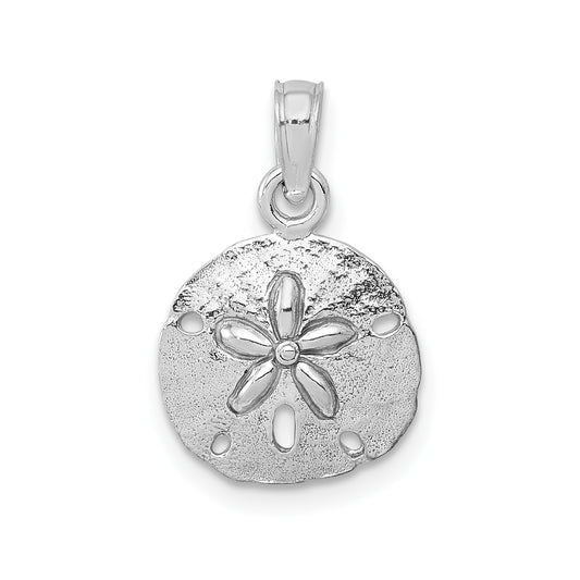 14K White Gold Polished Sand Dollar Pendant