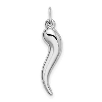 14k White Gold 3D Italian Horn Charm