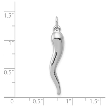 14k White Gold 3D Italian Horn Charm