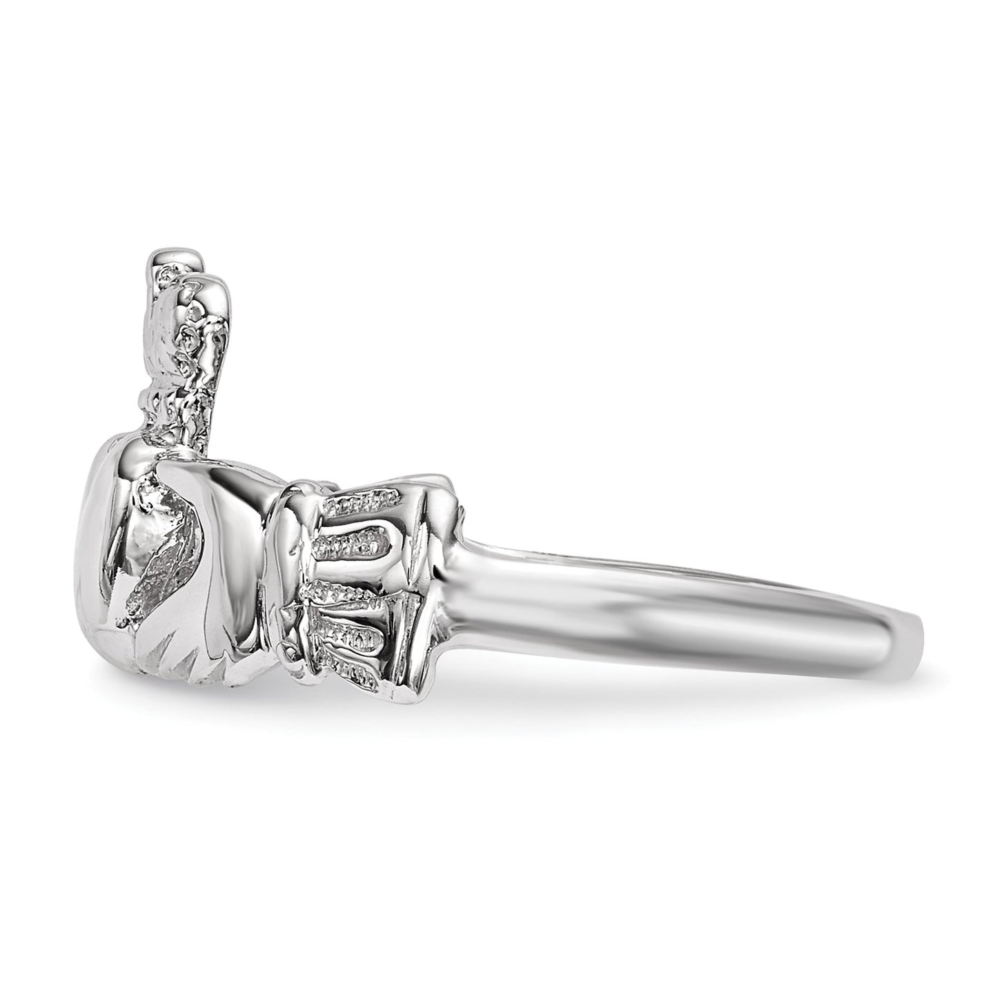 14k White Gold Polished Claddagh Ring