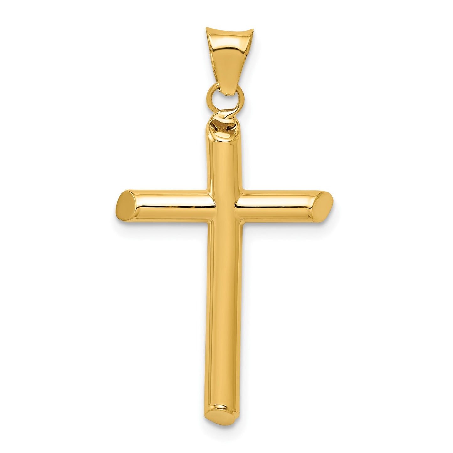 14k Polished Tube Cross Pendant