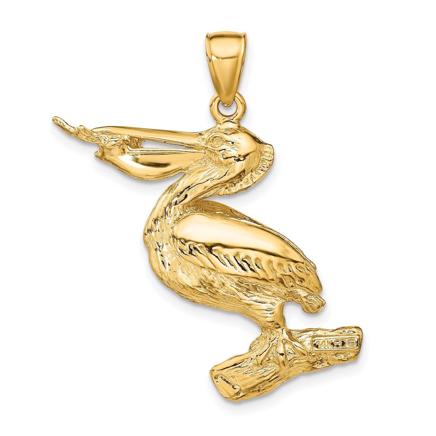 14k 3-D Pelican Pendant