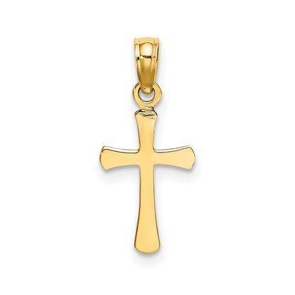 14K Polished Beveled Cross w/ Round tips Charm